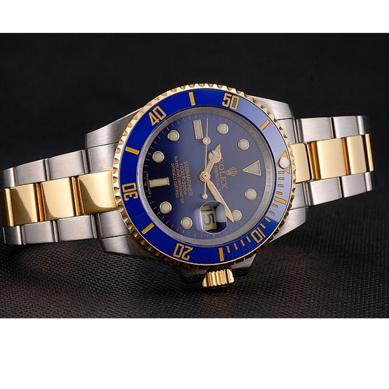 Aaa replica Gold Bezel Bracelet Two Submariner Tone Steel Dial And Blue Rolex Swiss 0522